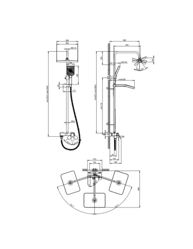 Душова система Q-Тap Orion 1030 LDORI1030CRM48092 з виливом
