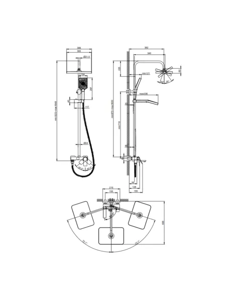 Душевая система Q-Тap Orion 1030 LDORI1030CRM48092 с изливом