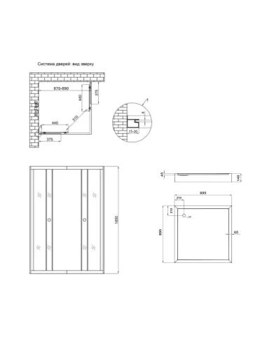 Душова кабіна з низьким піддоном Lidz Wawel SC90x90.SAT.LOW.DGR, квадратна