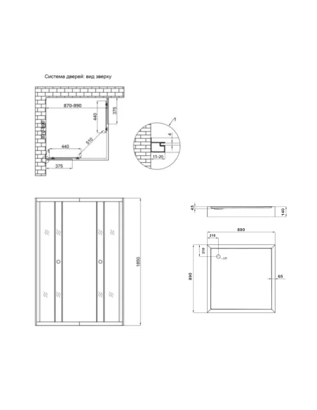 Душова кабіна з низьким піддоном Lidz Wawel SC90x90.SAT.LOW.DGR, квадратна