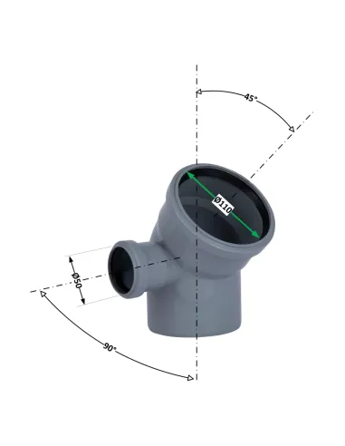 Коліно TA Sewage SD00053219 110x100х45 мм, для внутрішньої каналізації, з відведенням зліва