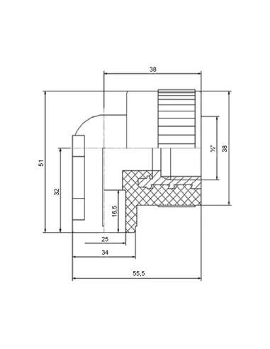 Угол 90 Blue Ocean PPR ф25х1/2 дюйма для полипропиленовых труб, с креплением к стене