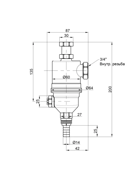 Самопромывной фильтр Icma 747 3/4 дюйма с магнитом, для горячей воды