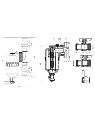 Фильтр-дешламатор Thermo Alliance Forte TAF400G20 3/4 дюйма с магнитом, для котла, поворотный