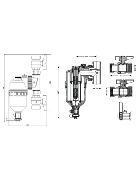 Фильтр-дешламатор Thermo Alliance Forte TAF400G20 3/4 дюйма с магнитом, для котла, поворотный