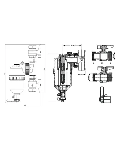 Фільтр-дешламатор Thermo Alliance Forte TAF400G32 1 1/4 дюйма з магнітом, для котла, поворотний