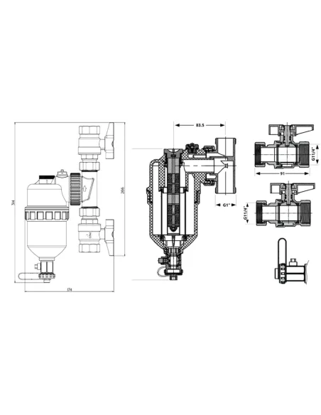 Фільтр-дешламатор Thermo Alliance Forte TAF400G32 1 1/4 дюйма з магнітом, для котла, поворотний