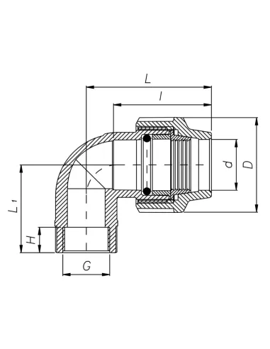 Коліно 90 ITAL ПЕ 20х1/2 дюйма внутрішнє різьблення, для поліетиленових труб