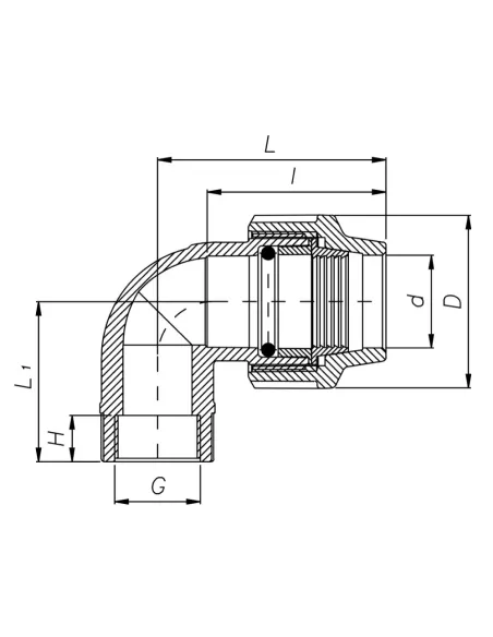 Коліно 90 ITAL ПЕ 25х1/2 дюйма внутрішнє різьблення, для поліетиленових труб