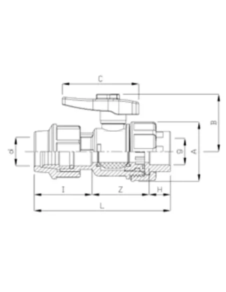 Кран шаровой ITAL ПЭ 20х1/2 дюйма внутренняя резьба, для полиэтиленовых труб