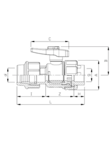Кран шаровой ITAL ПЭ 25х3/4 дюйма внутренняя резьба, для полиэтиленовых труб