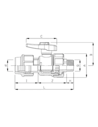Кран шаровой ITAL ПЭ 20х1/2 дюйма наружная резьба, для полиэтиленовых труб