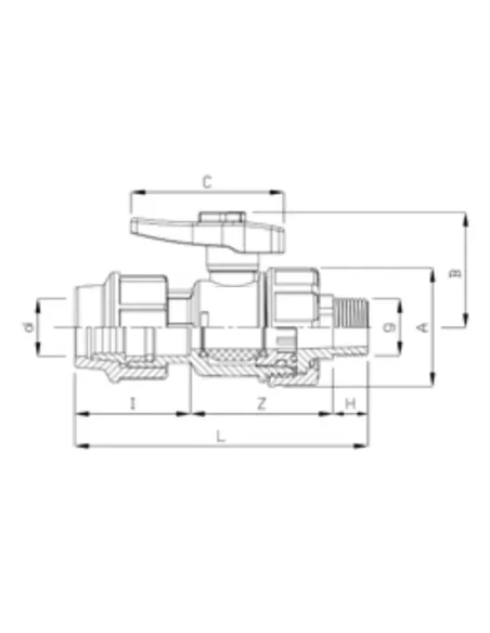 Кран кульовий ITAL ПЕ 50х1 1/2 дюйма