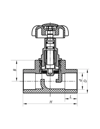 Вентиль ITAL 25 мм для поліпропіленових труб, прохідний