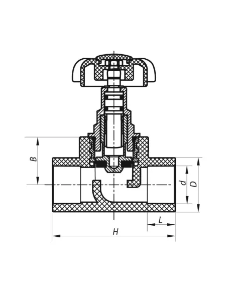 Вентиль ITAL 32 мм для полипропиленовых труб, проходной