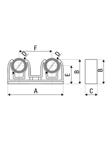 Крепление двойное ITAL 20х20 мм для полипропиленовых труб