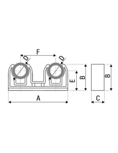 Кріплення подвійне ITAL 20х20 мм для поліпропіленових труб