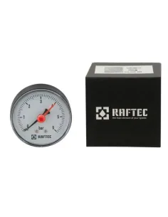 Манометр Raftec ф63 аксиальный, 6 bar, 1/4 дюйма, заднее подключение