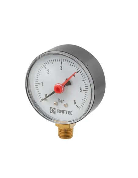 Манометр Raftec ф63 радиальный, 6 bar, 1/4 дюйма, нижнее подключение