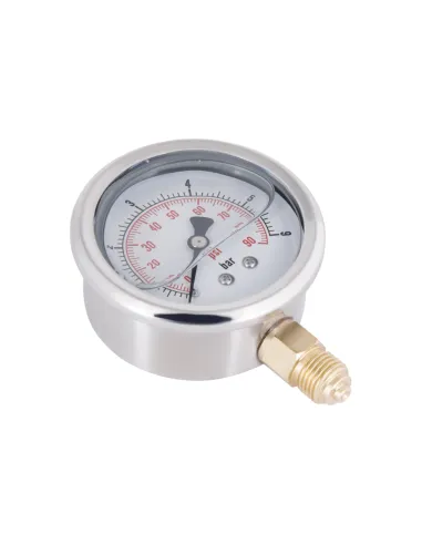 Торцевой манометр Thermo Alliance Forte TAF170G6B 6 Бар, жидконаполненный