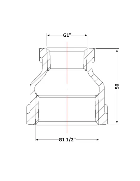 Чавунна муфта 1 1/2 х 1 дюйм ВР