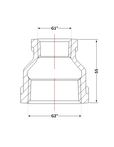 Чавунна муфта 2 х 1 дюйм ВР