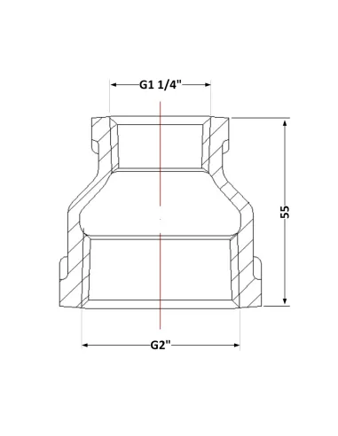 Чугунная муфта 2 х 1 1/4 дюйма ВР