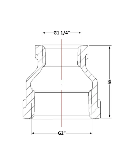 Чугунная муфта 2 х 1 1/4 дюйма ВР
