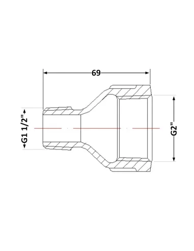 Чугунный переходник 2 х 1 1/2 дюйма ВН