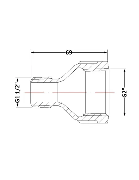 Чавунний перехідник 2 х 1 1/2 дюйма ВН