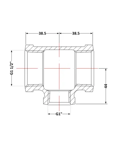 Чугунный тройник 1 1/2 х 1 1/2 дюйма ВР