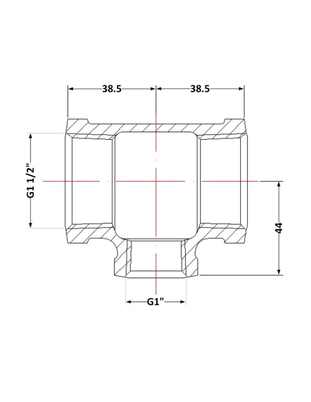 Чугунный тройник 1 1/2 х 1 1/2 дюйма ВР