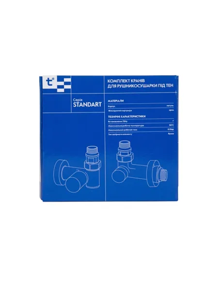 Приборный кран угловой Thermo Alliance Standart SF395W15HEB, 1/2 х 1/2 дюйма, для полотенцесушителей