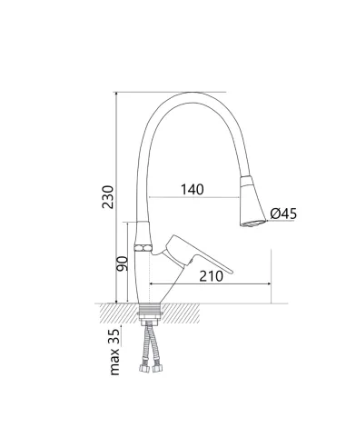 Змішувач для кухні з гнучким виливом Lidz Tani 007F3 LDTAN007F3GCR31869 сірий