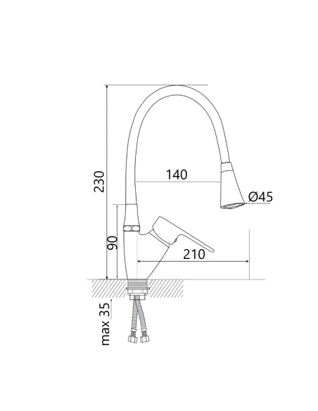 Смеситель для кухни с гибким изливом Lidz Tani 007F3 LDTAN007F3GCR31869 серый