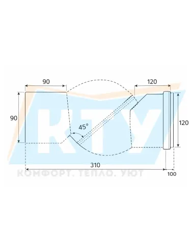 Колено для унитаза универсальное Waterstal WC 110 х 90 х 45 купить в Днепре и Киеве - цена от КТУ