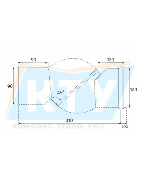 Коліно для унітазу універсальне Waterstal WC 110 х 90 х 45 купити у Дніпрі та Києві - ціна від КТУ