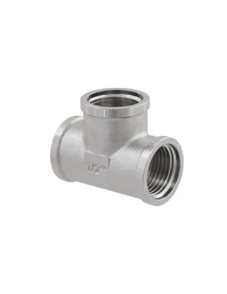 Тройник Raftec PN40 ВВВ 1/2 дюйма латунный, никель