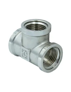 Тройник Raftec PN40 ВВВ 1 дюйм латунный, никель