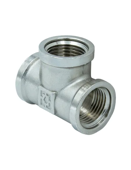 Тройник Raftec PN40 ВВВ 1 дюйм латунный, никель