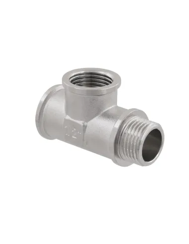 Тройник Raftec PN40 ВВН 1/2 дюйма латунный, никель