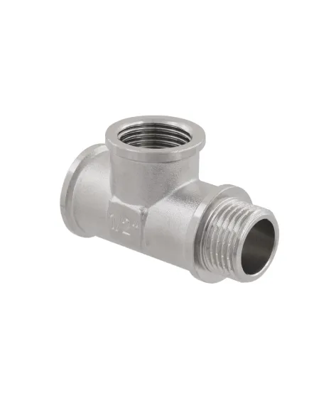 Тройник Raftec PN40 ВВН 1/2 дюйма латунный, никель