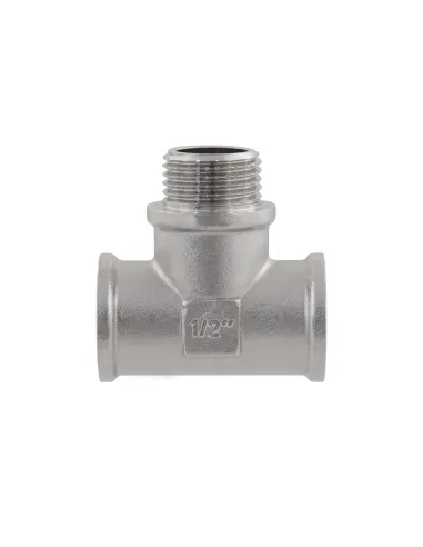 Тройник Raftec PN40 ВНВ 1/2 дюйма латунный, никель