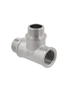 Тройник Raftec PN40 ВНН 1/2 дюйма латунный, никель