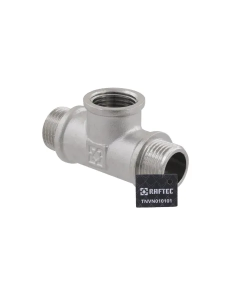 Тройник Raftec PN40 НВН 1/2 дюйма латунный, никель