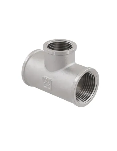 Тройник редукционный Raftec PN40 ВВВ 1х3/4х1 дюйм латунный, никель