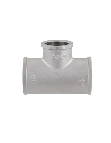 Тройник редукционный Raftec PN40 ВВВ 1х3/4х1 дюйм латунный, никель