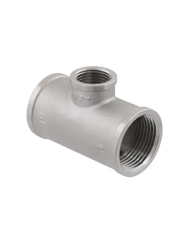 Тройник редукционный Raftec PN40 ВВВ 1х1/2х1 дюйм латунный, никель