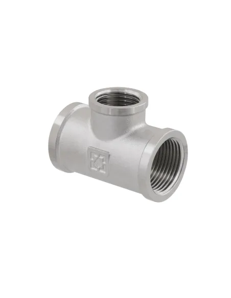 Тройник редукционный Raftec PN40 ВВВ 3/4х1/2х3/4 дюйма латунный, никель