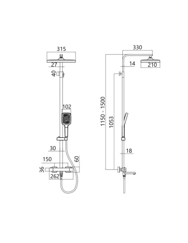 Душевая система с термостатом Q-Тap Sloup QTSLO51103OC48217 Chrome